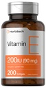 Horbäach Vitamin E Softgel Capsules 200 IU | 90 mg Supplement | 200 Count | Non-GMO ve Gluten Free Formula