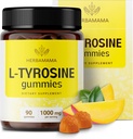 HERBAMAMA L-Tyrosine Gummies - Beyin Clarity Desteği için 1000 mg L-Tyrosine - Vegan, Non-GMO Energy ve Focus Supplement - 90 Pectin-Based Mango-Flavored Chews