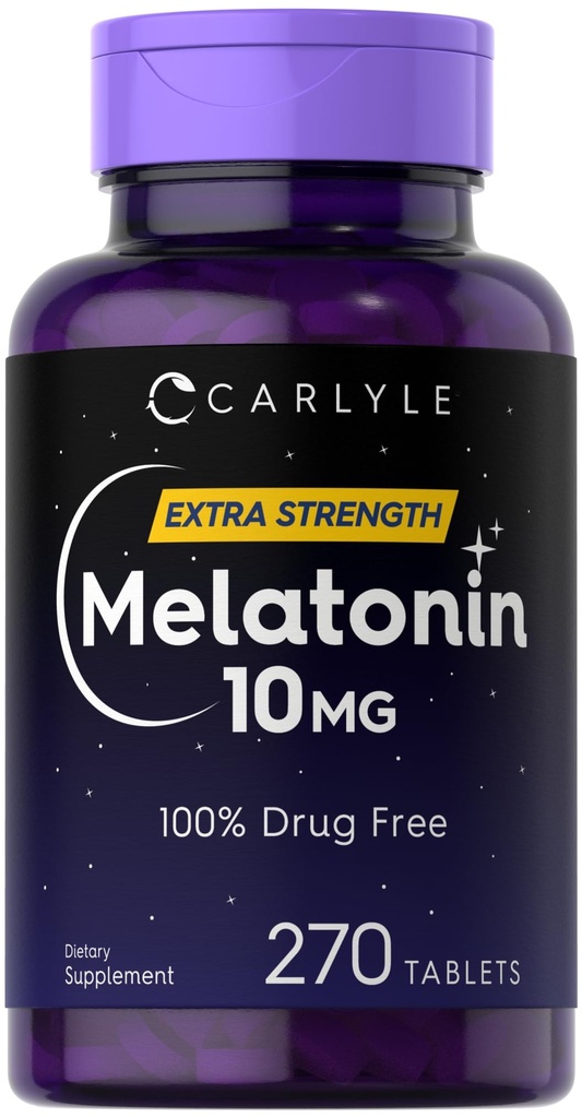 Carlyle Melatonin 10 mg | 270 Tabletler | L-Theanine | Vegetarian, Non-GMO, Gluten Free Supplement Supplement