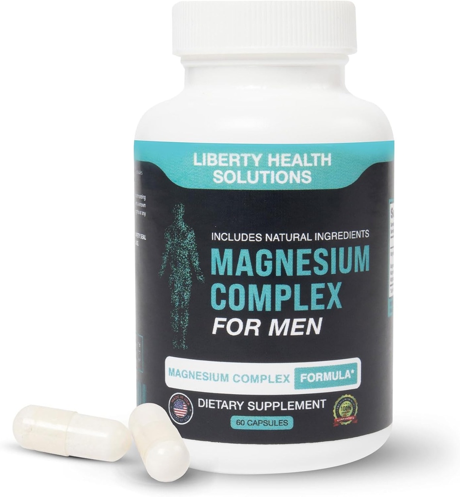 Tüm Doğal Malzemelerle Erkekler için Magnezyum Kompleksi - Digestive Comfort ve Düzenlilik için Doğal Destek - 60 Capsules