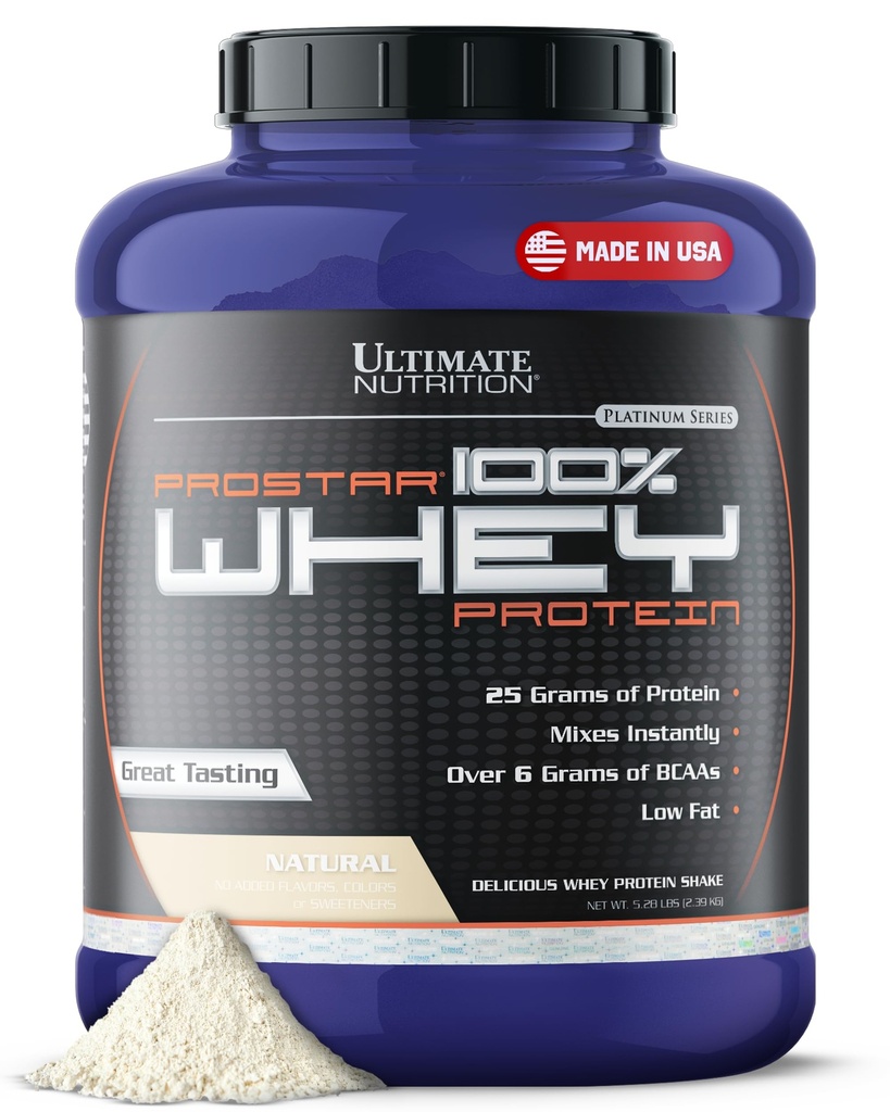 Ultimate Nutrition Prostar Whey Protein Toz Isolate, Natural - Low Carb, High Protein Toz Shake for Muscle Gain & Recovery - Low sodyum, Low-Fat & Keto Friendly - 528 lbs Tuba