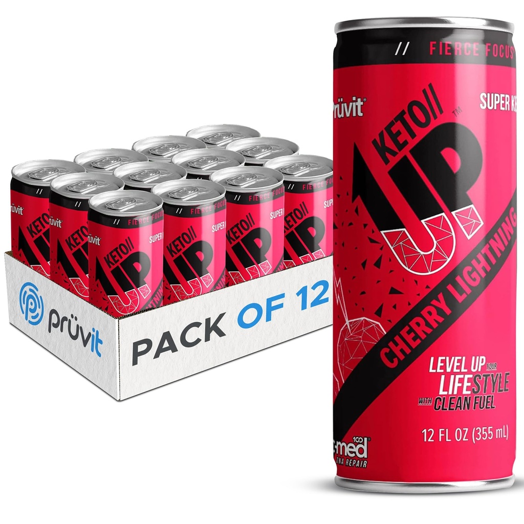 Cherry Lightning Keto/Up® Drink - Erkekler ve Kadınlar için Focus için Hazır-Drink Ketones - 12 Pack