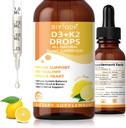 D3 Vitamin K2 Sıvı Ayaklar - Liposomal 1000 IU D3 & 200 mcg K2 MK-7 - Yüksek Aborpsiyon, Immune, Bone & Heart Support, Non-GMO, Lemon Flavor, 60 ml