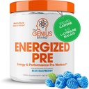 Genius Energized Pre Workout Toz – Caffeine Infüzyon Pre-Workout ATM Supplement with Beta Alanine & Alpha GPC, No Yapay Sweeteners or Dyes - 200 mg Caffeine, 20 Hizmet, Blue Raspberry