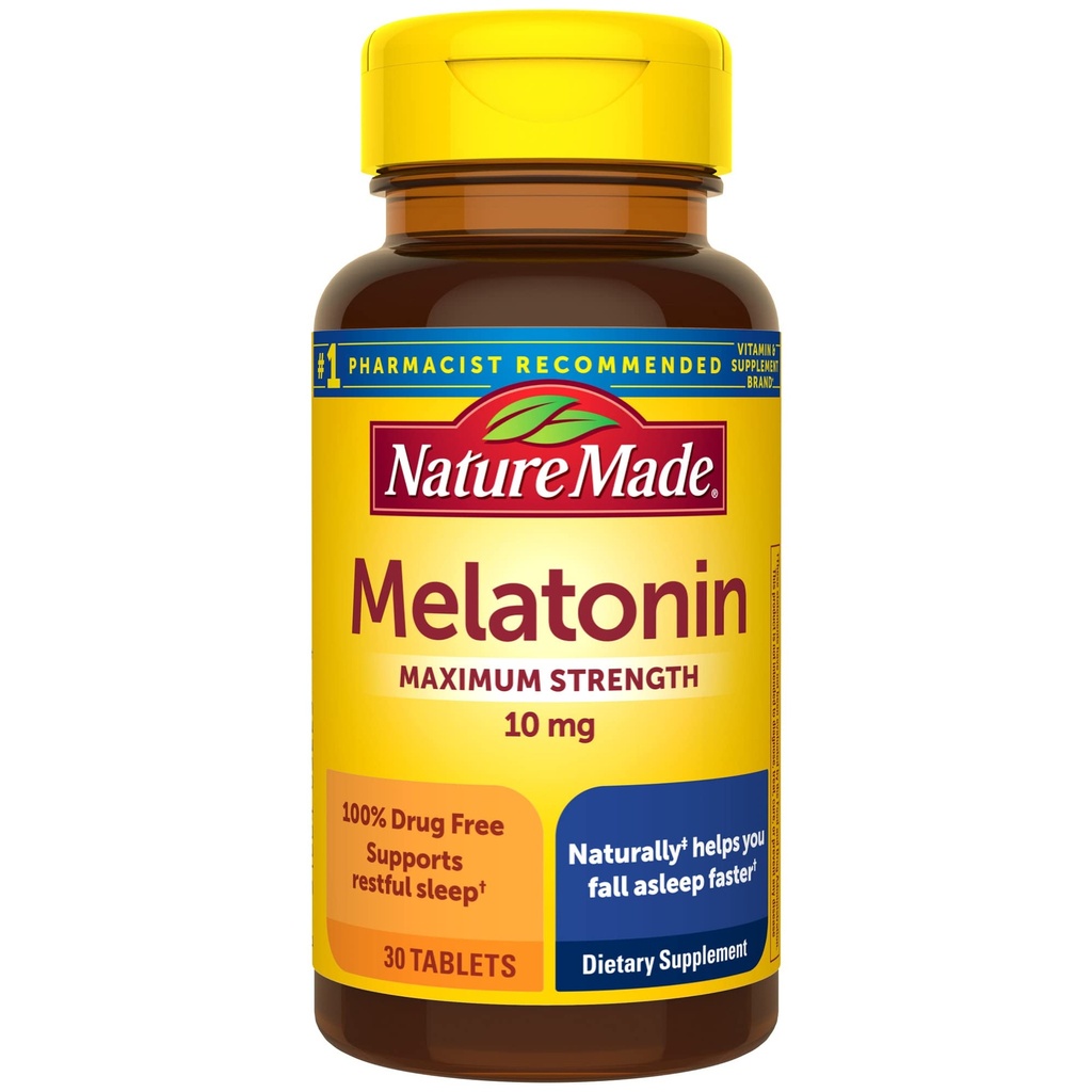 Doğa Melatonin 10 mg Ekstra Güçlü Tabletler, Restful Sleep için Diyetsel Tamam, 30 Kont, 30 Day Supply