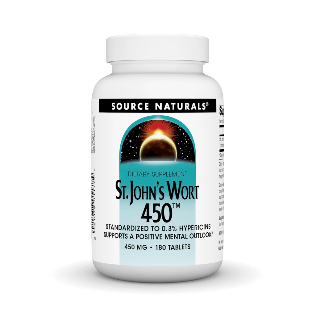 Source Naturals St. John's Wort 450 mg Olumlu Bir Zihinsel Bakış Destekliyor - 180 Tablet
