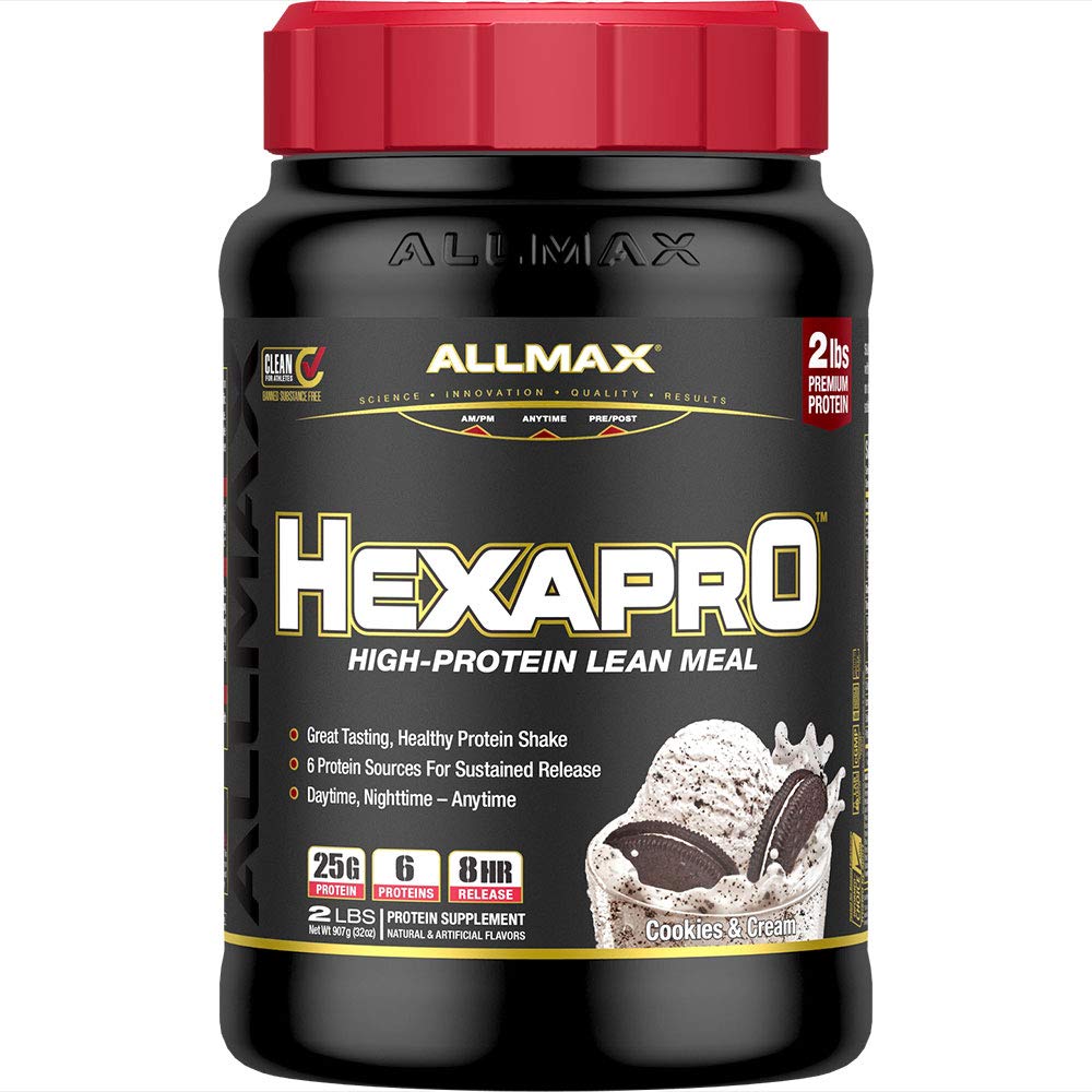 ALLMAX HEXAPRO, Kurabiyeler ve Krem - 2 lb - 25 Protein Pereğinin 25 Gramleri - 8 Saat Sustained Salı - Zero Sugar - 21 Hizmet