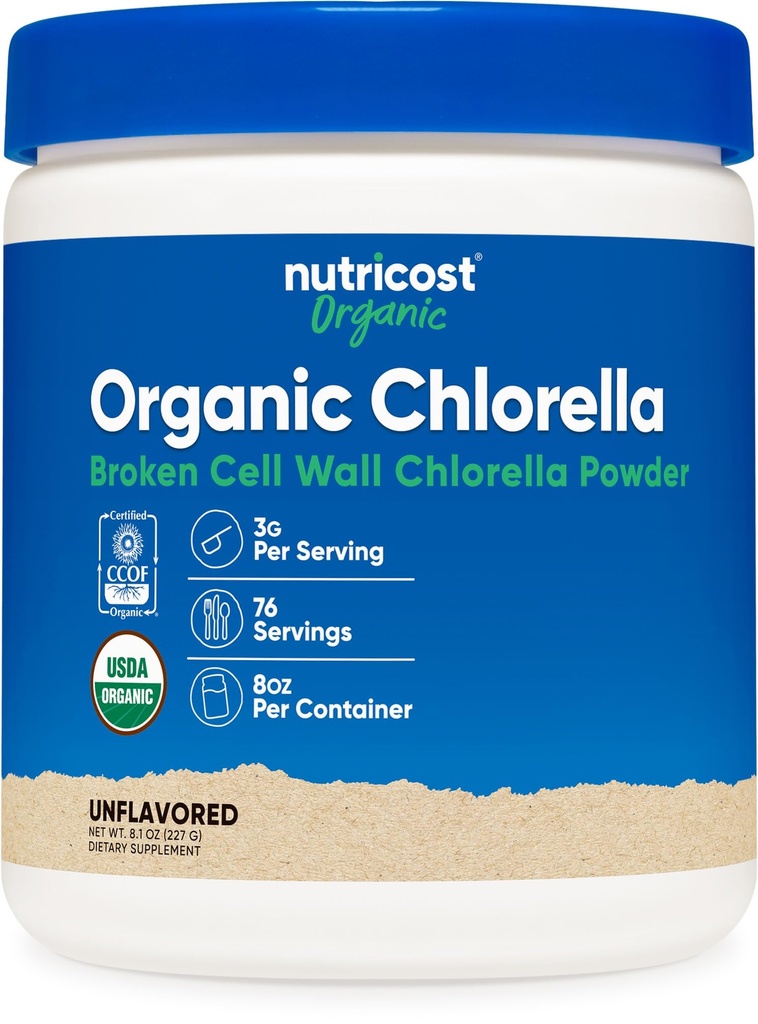 Nutricost Organik Klorella Toz 8oz - 3000 mg Oda başına - Gluten Ücretsiz