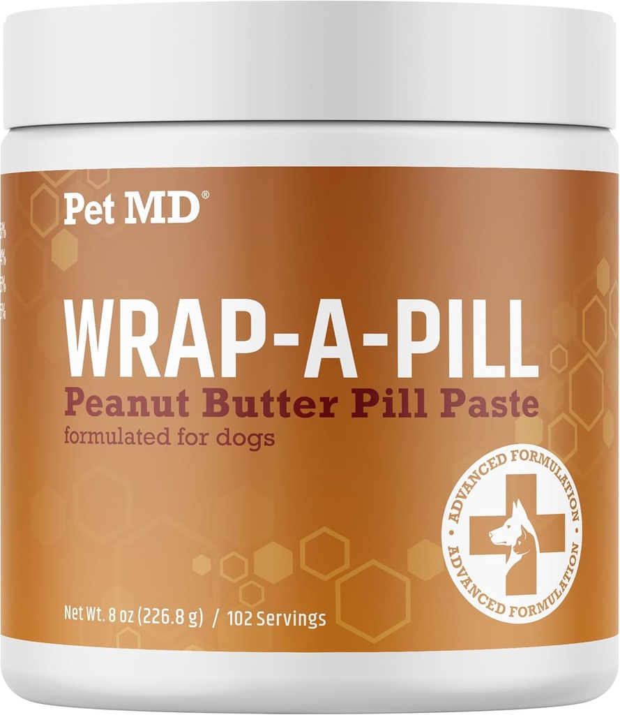 Pet MD, A Pill Peanut Butter Flavor Pill Paste for Dogs - Pocket veya Pouch to Hide Pills & Drug - 8 oz