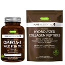 Yüksek Aborpsiyon Omega-3 Wild Fish Oil 1360 mg & Advanced Hydrolyzed Collagen, Sche, 1000 mg EPA & DHA with Astaxanthin & 100% Grass Fed Bovine Collagen Protein Toz, Igennus