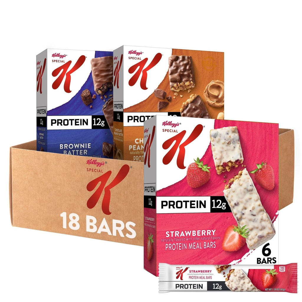 Özel K Bar Protein Meal Barlar, Meal modifikasyon, Bulk Protein Snacks, Çeşitli Paket (3 Kutu, 18 Kont)