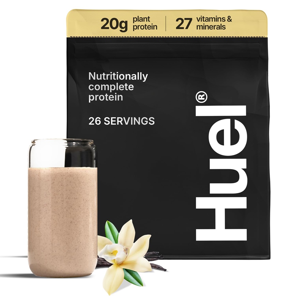 Huel Vegan Protein Toz | Vanilla | Tamam Beslenme | 20g protein Toz |% Plant-Based | 27 Vitamins & Minerals, Gluten Free, Non-GMO, Lactose Free | 26 Servisler