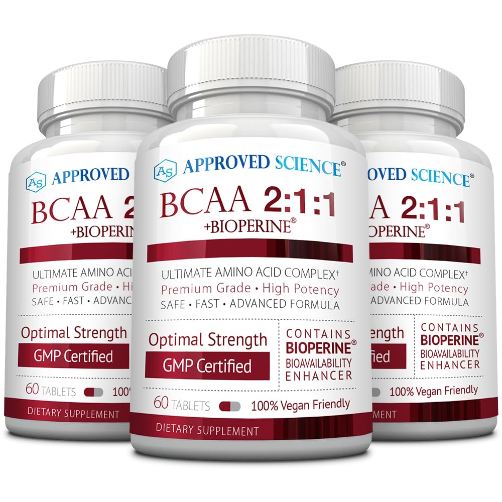 Onaylanan Bilim BCAA Supplement - 180 Tablet - 2400 mg - Performans ve Geliştir Kas Geliştirme - L-Leucine, L-Isoleucine, L-Valine - ABD'de Made in-GMOB