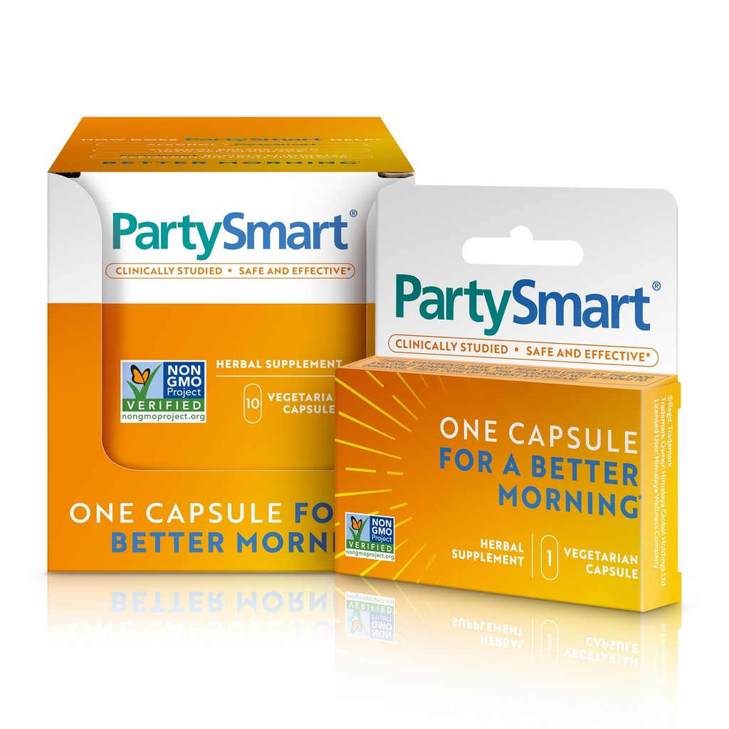 Himalaya PartisiSmart, 10 Bireysel Capsules - İçmeden Daha İyi Bir Sabah için Alkol Dağılı Canlı Destek - Bitki bazlı, Vegan, Non-GMO, Gluten Free, Klinik olarak Studied