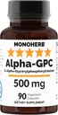 MONOHERB Alpha-GPC 500 mg - 90 Vegan Capsules, Nootropic for Brain Support, Focus, Memory, Motivasyon ve Enerji