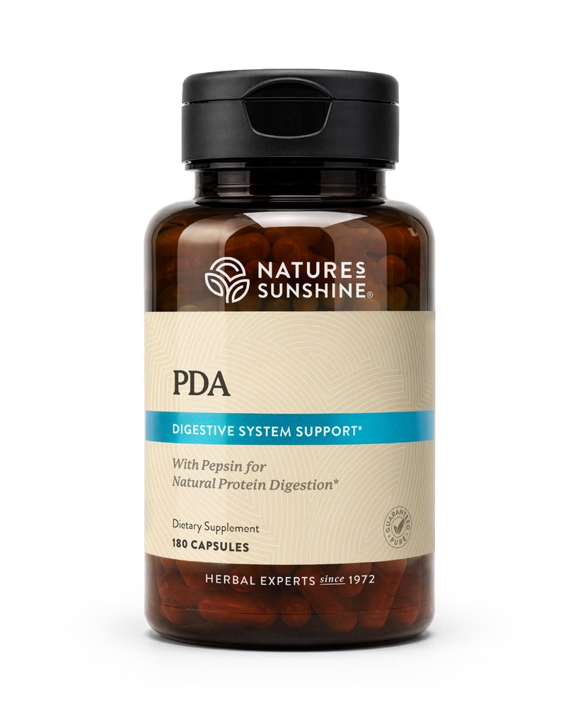 Nature's Sunshine PDA Kombinasyon, 180 Capsules | Hydrochloric Acid ve Pepsin Supplement Bu, Digestive Tract'taki Digestive Tract Proteinleri kırmaya yardımcı oluyor