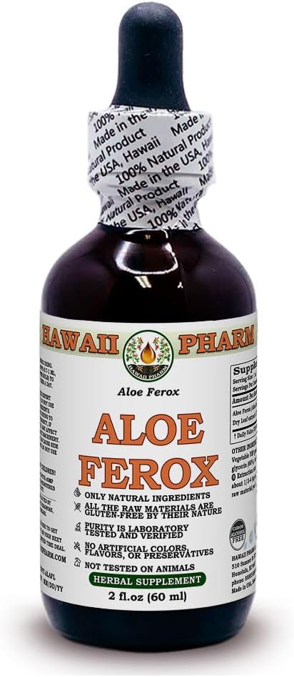Aloe Alkol-Free Liquid Extract, Aloe (Aloe Ferox) Kuru Yaprak Glycerite Herbal Supplement 2 ozzit