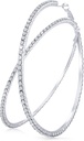 Büyük Renstone Hoop Earrings Shining Crystal Renstone D st Big Hoop Earrings for Women Wedding Party Favor, 80 mm