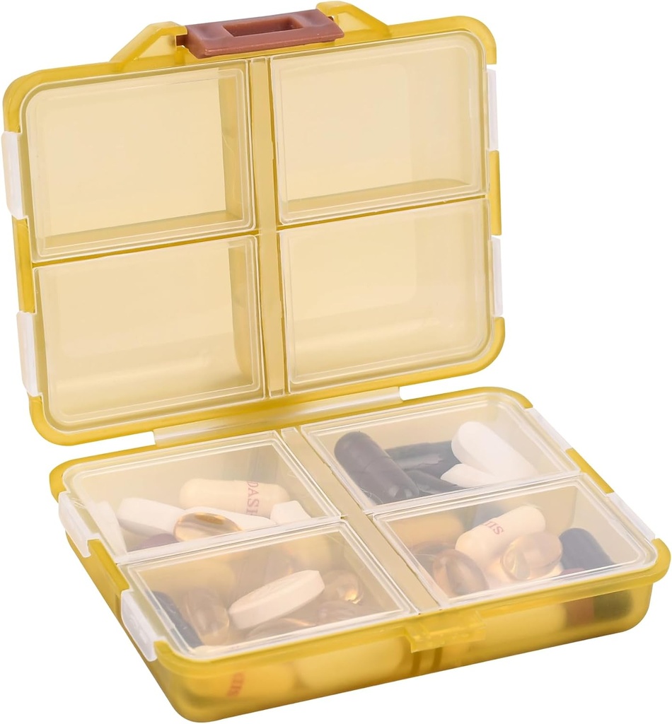 Seyahat Pill Organizer Small 8 Grid Karşılaştırmalı Pill Sahibi Box - Portatif Tıp Konteyneri - Günlük İlaç Organize