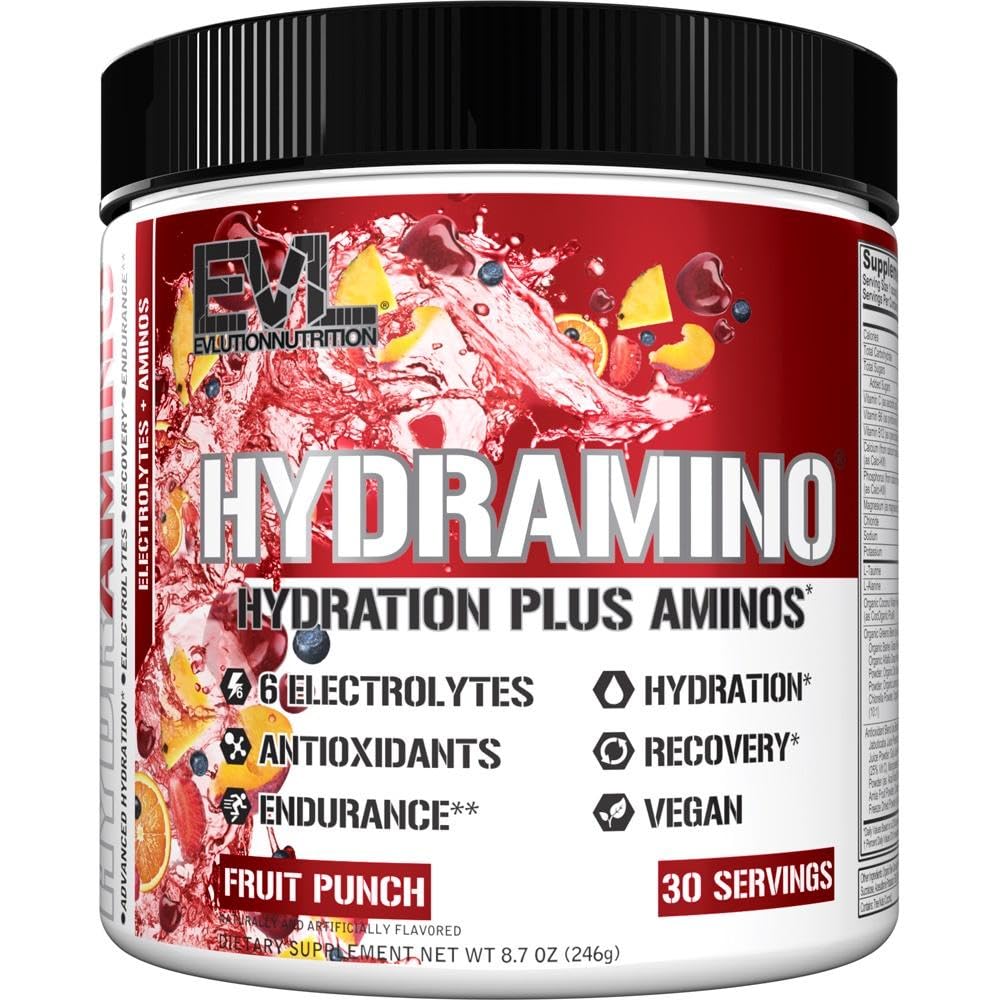 Evlution Beslenme HDRAMINO Complete Hydration Multiplier, All 6 Electrolytes, Vitamin C & B, Akışkanlar Boosting replicas, Coconut Water, Endurance, Recovery, Antioksis, 30 Serve, Meyve