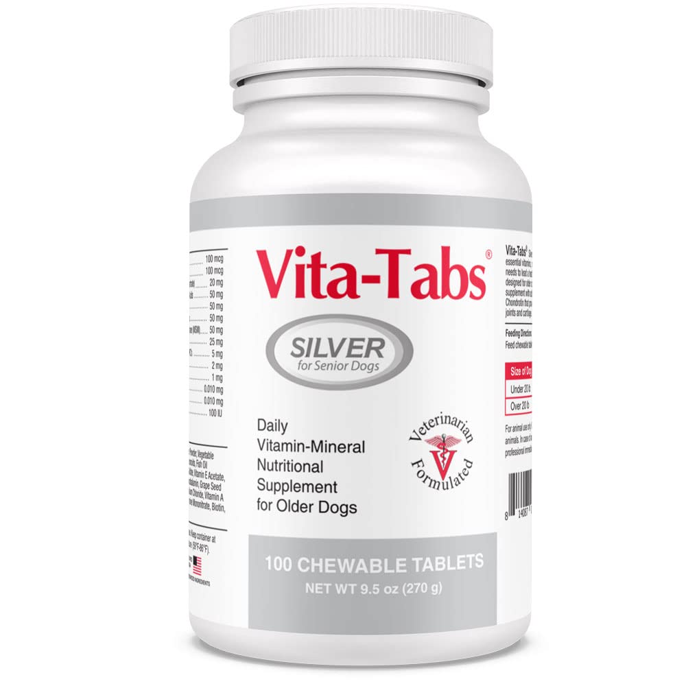 Silver - Vitaminler, Mineraller, Nutrients - Senior Dog için Destek - Sağlıklı Kemik, Ortak, Enerji, Immune System - 100 Chewable Tabletler