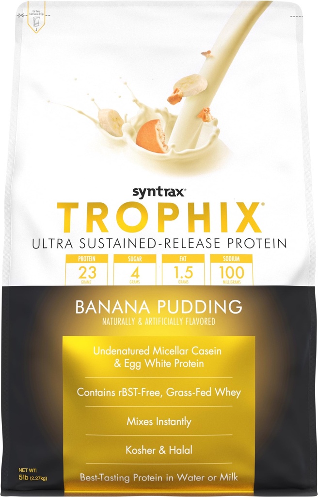 Syntrax Beslenme Trophix, Ultra Sustained-Release protein Toz Toplantısı, Banana Pudding, 5 lbs.