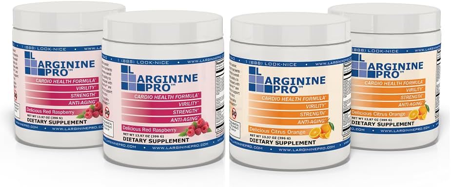 L-ARGININE PRO | 5,500 mg L-Arginine Plus L-Citrulline 1,100 mg Raspberry & Orange Drink Mix Supplement for Kom
