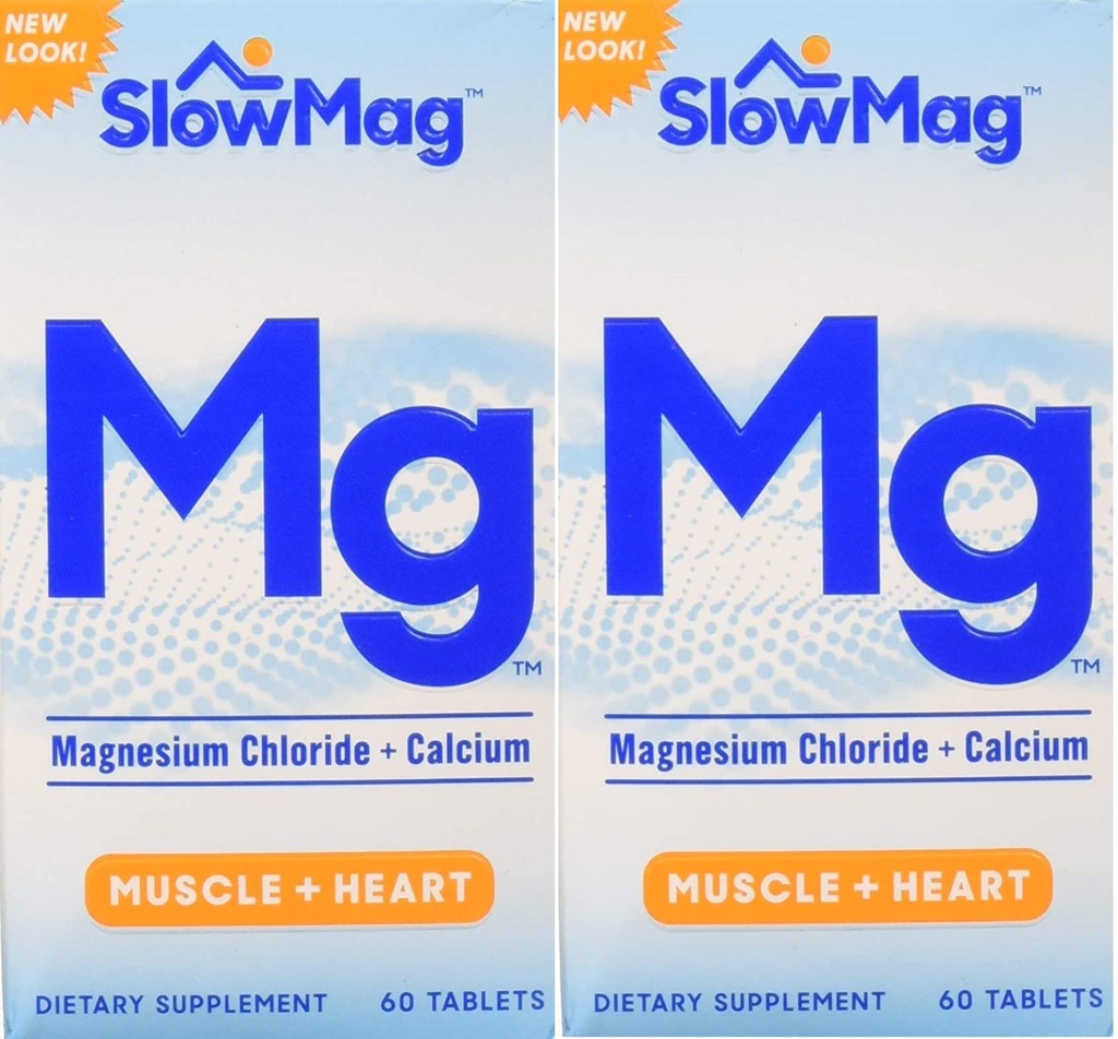 Yavaş- SlowMag-Mag Magnezyum Klorital, Ambalaj Vary, 60 Kont (Pack of 2)