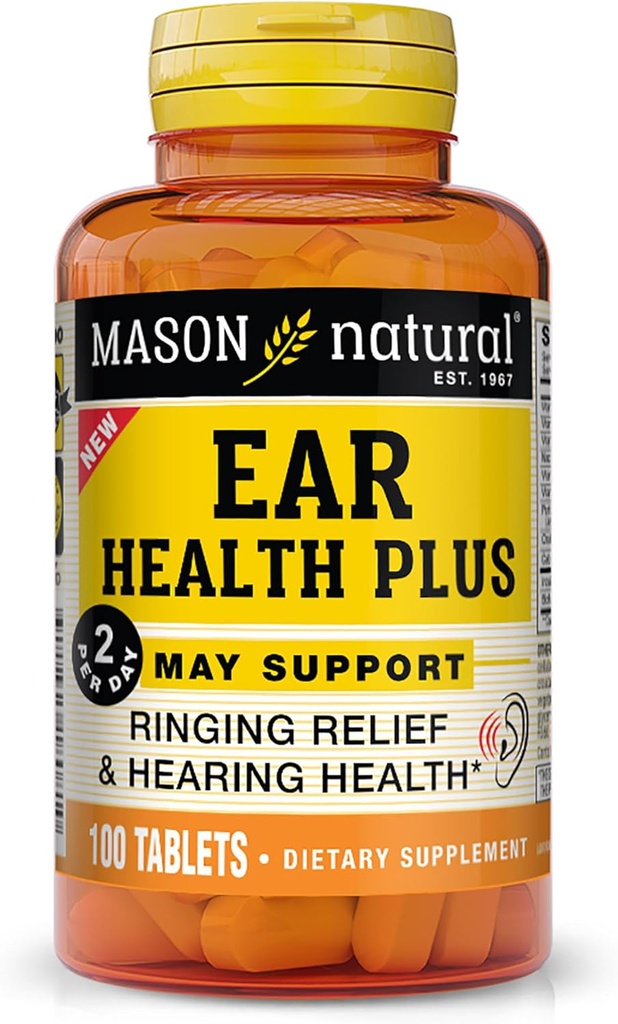 MASON NATURAL Ear Health Plus with B Vitamins, 50 Day Supply, Supports Normal Ear Health and Ringing