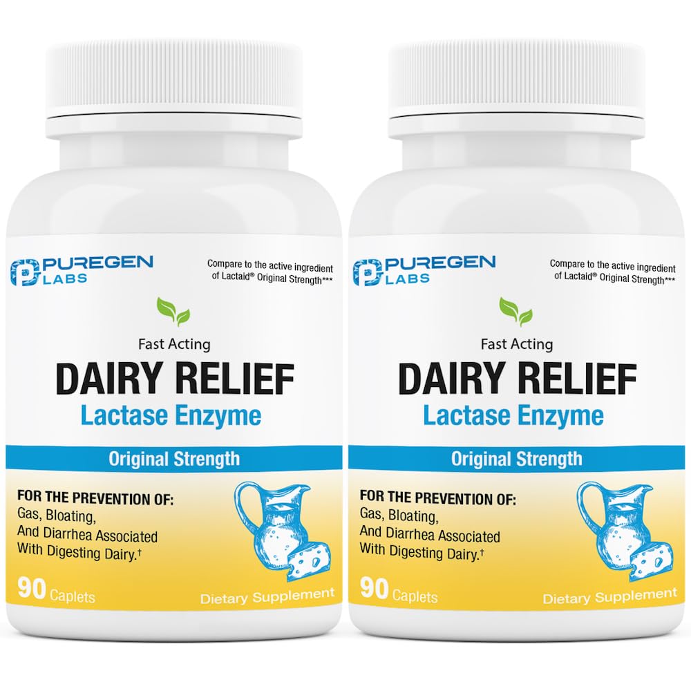 Safgen Laboratuvarları Süt Yardımı Doğal Enzyme 3000COM, Lactose intolerans Pills | 2 Pack - 180 Caplets Total