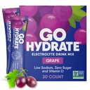 GoHydrate Instant Hydration Toz Paketleri - Low sodyum Electrolytes Drink Mix - Natural Hydration Support, Sugar Free Electrolyte Flavored Toz I Vitamin D, 30 Packs, Grape