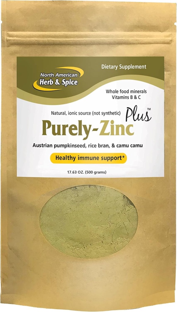 Kuzey Amerika Herb & Spice Purely-Zinc Plus - 17.63 oz - Tüm Gıda çinko Supplement - Sağlıklı Immune Desteği - Avusturya Riley Seed, Rice Bran & Camu Camu - Non-GMO - 18 Hizmetler