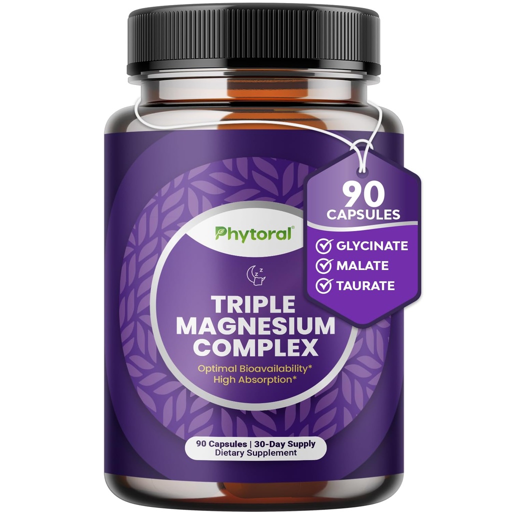 Yüksek derecede Potent Magnezyum Kompleksi - Vlycinate ve Malate ile Üçlü - 400 mg Supplement Supports Relaxation & General Wellness Non-GMO Vegan 90 Capsules