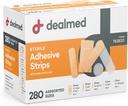 Dealmed Assorted Diversity Pack Esnek Yapıştırıcı Bandages Sterile Bandage Strips with Non-Stick Pad, Latex Free, Yara Care for First Aid Kit (280 Bandages)