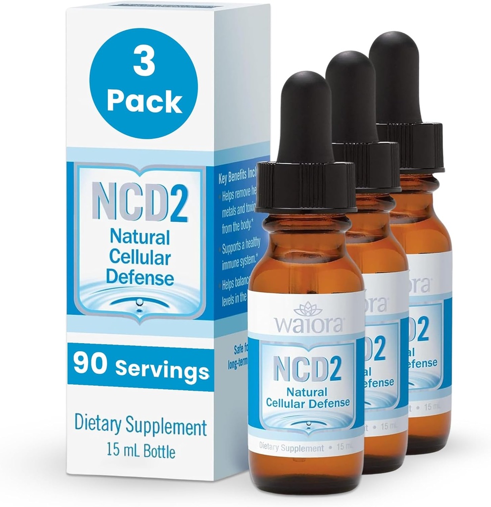 Waiora NCD2 Aktif Sıvı Zeolit Drops, Yiyecek/Drinks, Doğal Body Cleanse & Immune Support, All Natural, PH Balance Zeolit Sıvı Ayaklar - 3 Şişe (0.5 oz. ea.) 270 serv.