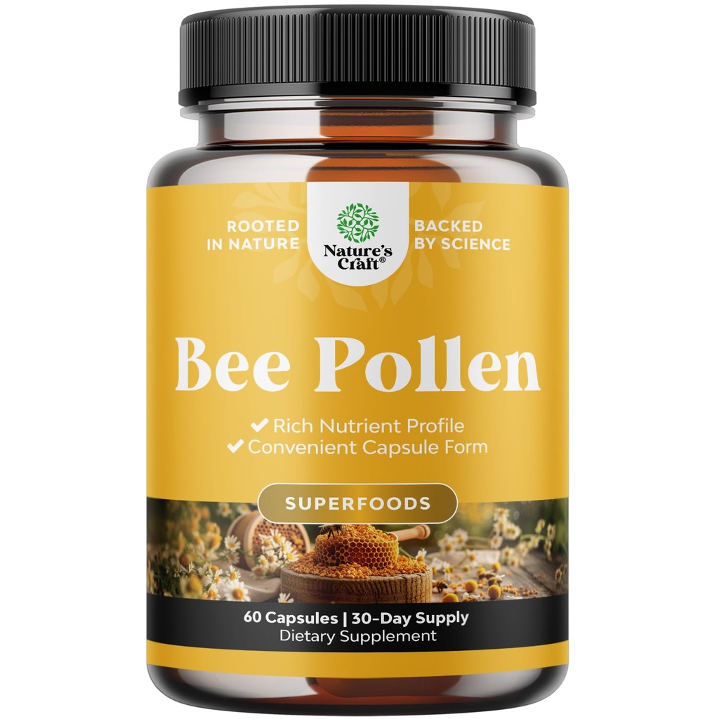 Arı Kirliliği 60 Ct için Arı Kirls - Bee Pollen Supplement 1000 mg Doğal Occurring B Vitamins Minerals & Enzymes - Em Destek Tamam - Vejetaryen Non-GMO & Gluten Free