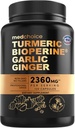 4-in-1 Turmeric and and Supplements with BioPerine – 2360 mg Turmeric Ginger Root Capsules with Garlic – High Potency Herbal Mix (120 ct)