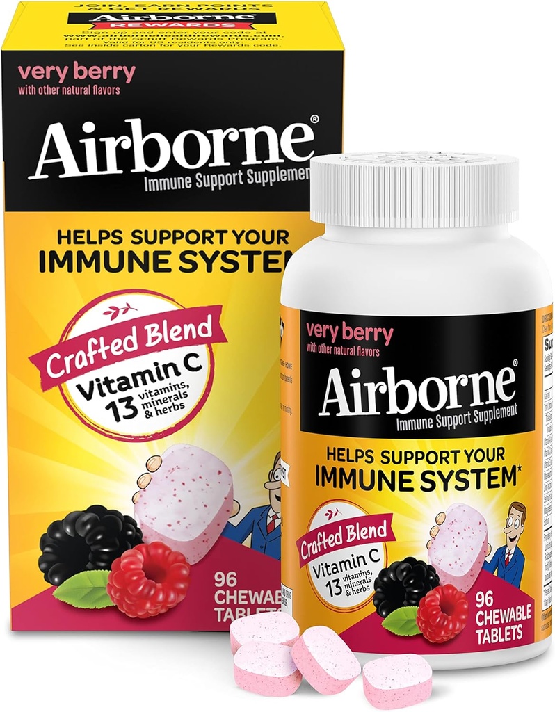 Çinko ile 1000 mg C Chewable Tabletler, Immune Support Supplement with Powerful Antioksis A C & E - 96 Chewable Tabletler, Very Berry Flavor Flavor Flavor