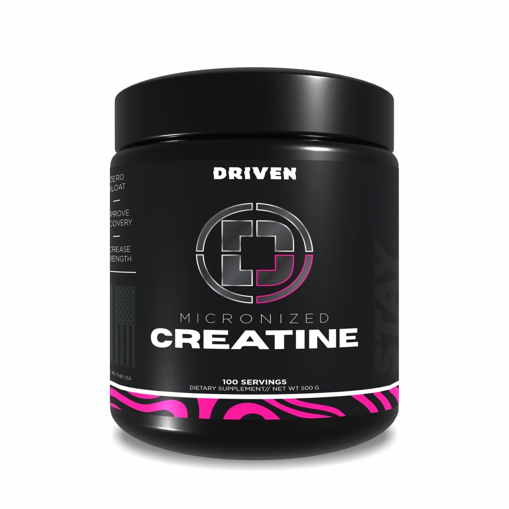 Driven Beslenme Mikronized Kretine Monohidrat Toz – 500g | Pure, Unflavored, 5g Per | Kas Güçlü, Power, Endurance & Recovery Supplement