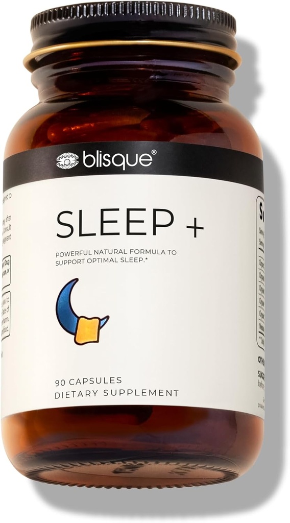 Blisque - Uyku Desteği için Doğal Uyku Yardımı | Doktor-Approved | Melatonin, Valerian Root ve Passion Flower | 90 Capsules | Vegan
