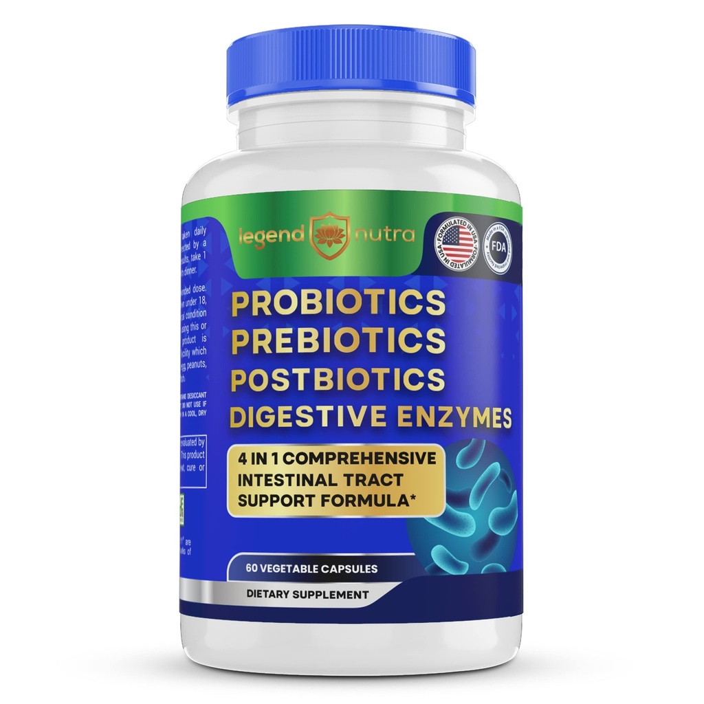 Probiyotikler Prebiyotiks Postbiyotiks Digestive Enzymes 4 in 1 Formula 60 Count (Pack of 1)