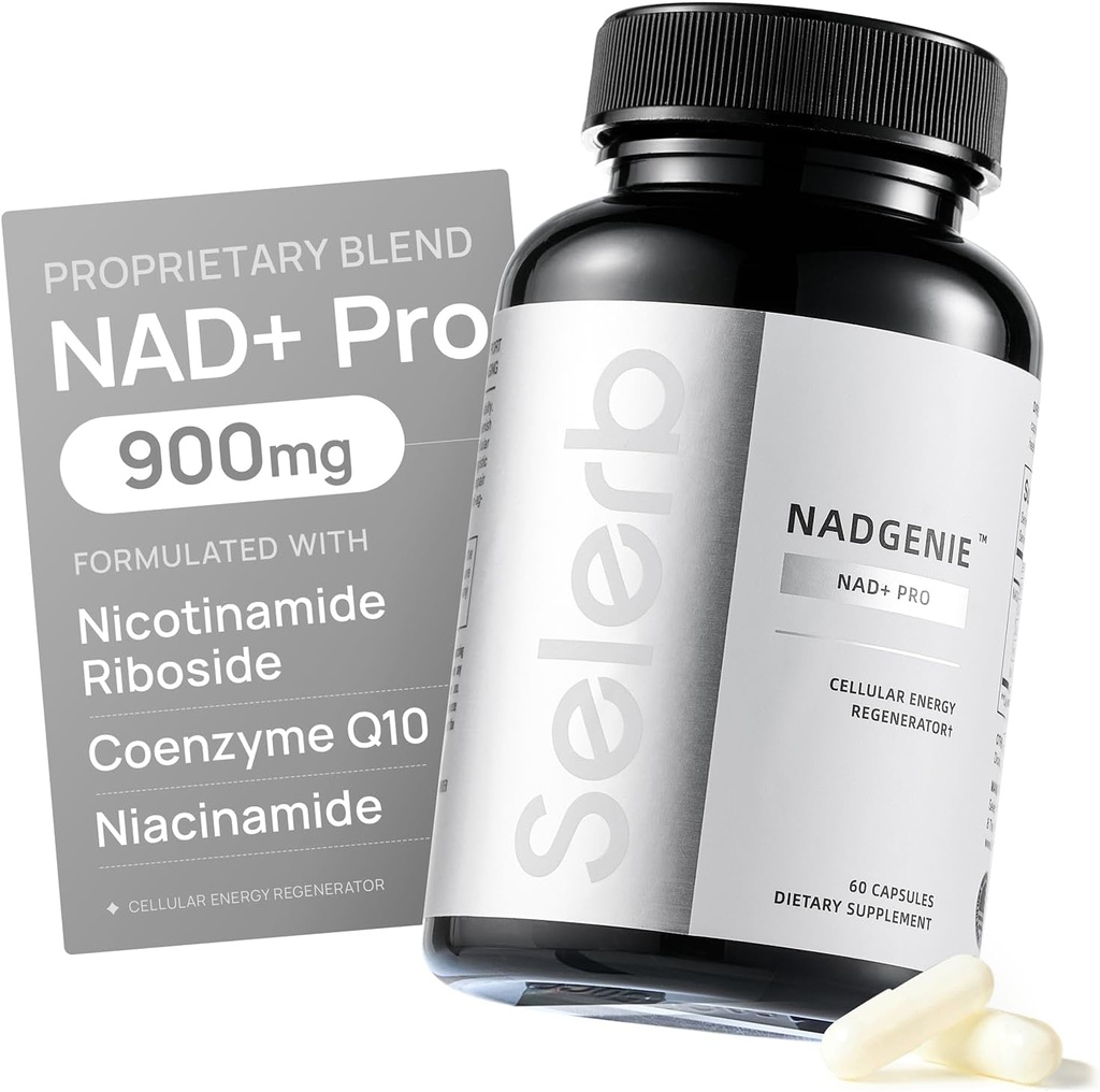 Selerb NR900 - Cilt Aging Desteği için NAD+ Tamam, Hücre Enerji Desteği ve Odak, Yüksek Potency - 60 Konts - Wellness Supplements Diyetaryary