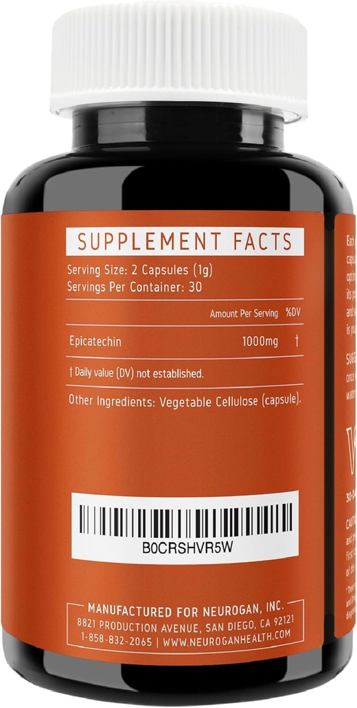 Potent Epicatechin Capsules 500 mg Her,1000 mg/serving - Nitrik Oksit, Kas Health & Endurance için Gelişmiş Destek - sporcular için Performansı Görmek - 30.000 Toplam, 60 Made in USA