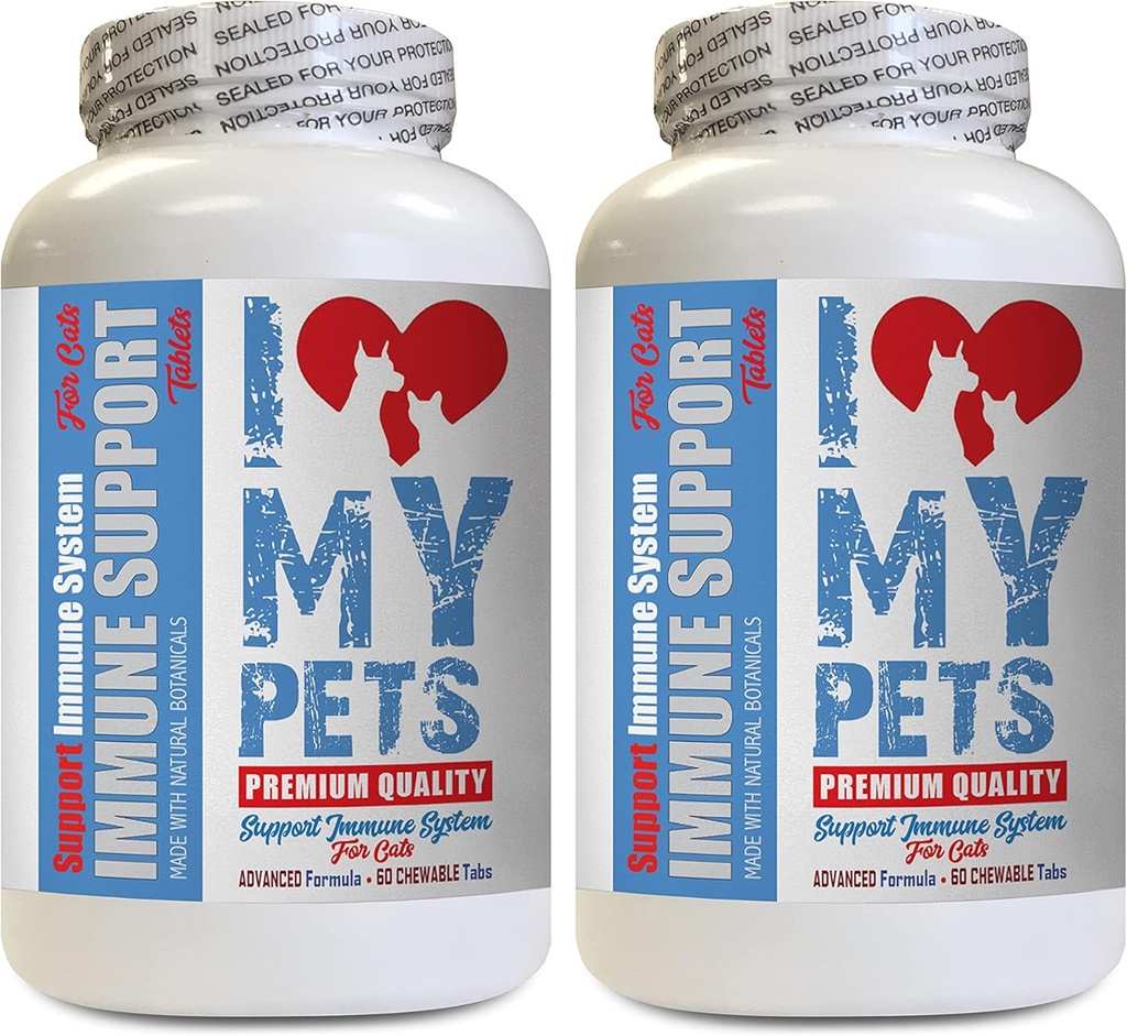 I LOVE MY PETS LLC cat Immune System - CAT Immune Support - Booster - Healthy Supplement - Immune System for Cats - 120 Treats (2 Bottles)