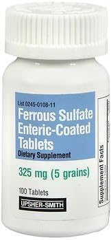 Ferrous Sulfate 325 mg Offic-Coated Tabletler 100 Count