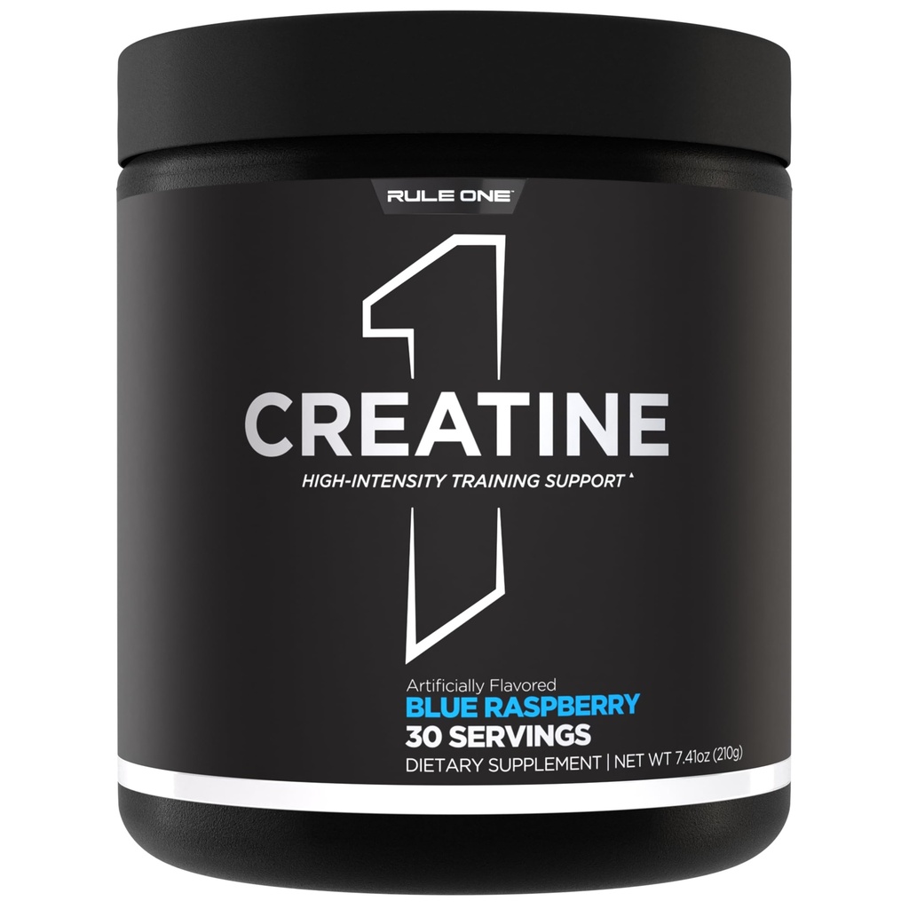 Kural 1 Kretine Toz - Yüksek yoğunluklu Egzersiz ve Lean Body Mass Support, Flavored ve Unflavored (30 Hizmetler, Blue Raspberry) için Saf Mikronizedtine Tayhidrat