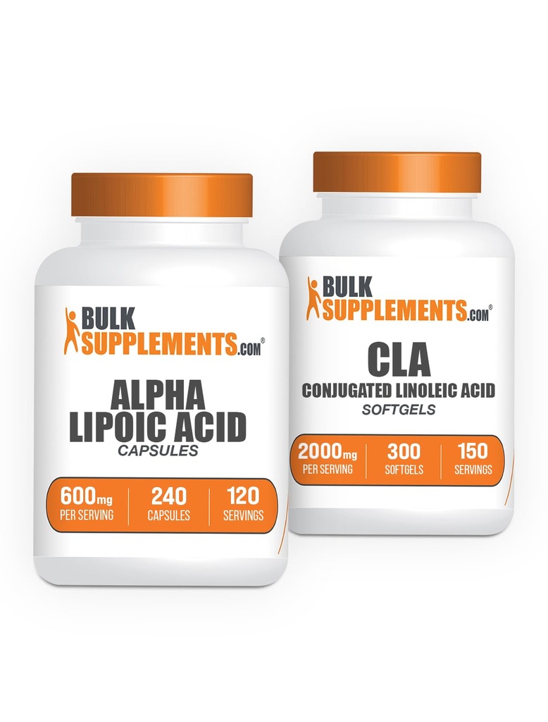 BulkSupplements Alpha Lipoic Acid Capsules 240ct + CLA 2000 mg Softgels 300ct Sche
