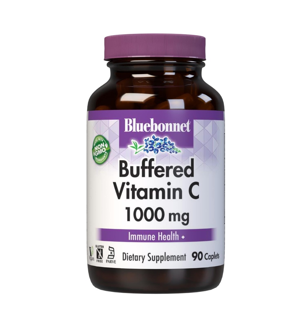 BlueBonnet Beslenme Buffered Vitamin C1000 mg Sebze Kapsülleri Immune Health Soy Free Gluten Free NonGMO Kosher Süt Ücretsiz Vegan Sebze Kapsülleri, Citrus, 90 Count