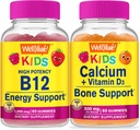WellEvet B12 Çocuk + Kalsiyum + Vitamin D3 Çocuklar, Gummies Sche - Great Tasting, Vitamin Supplement, Gluten Free, GMO Free, Chewable Gummy