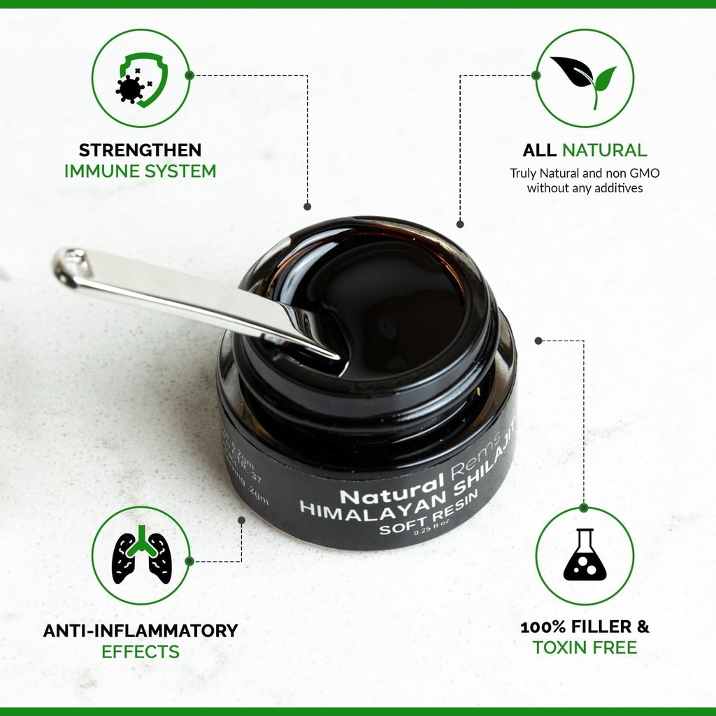 Doğal Rems Organik Shilajit - Shilajit Pure Himalaya Organik - Saf Shilajit Fulvic Acid Supplement - Shilajit Energy and Focus Supplement - Holistic Health Supplements...